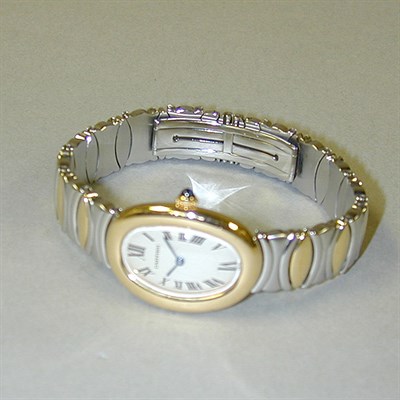 Lot 288 - Lady's Stainless Steel and Gold 'Baignoire'...