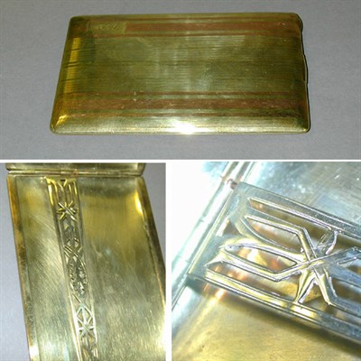 Lot 122 - Gold Cigarette Case 14kt. yellow and rose gold,...