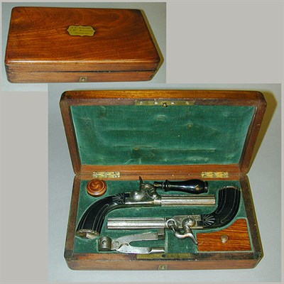 Lot 310 - Cased Pair of Belgian Target Pistols Second...