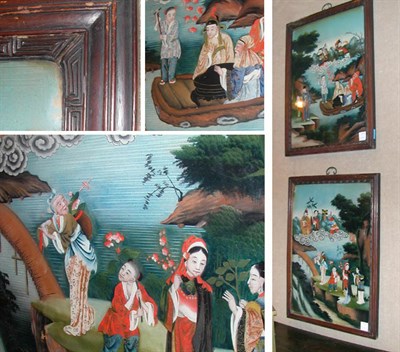 Lot 119 - Pair of Framed Chinese Reverse Paintings on...