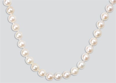 Lot 329 - Cultured Pearl, Gold and Diamond Necklace