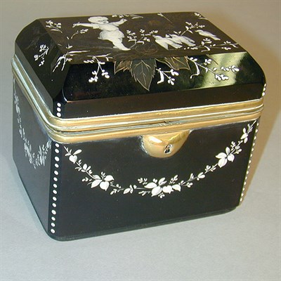 Lot 708 - French Enameled Amethyst Glass Jewel Box