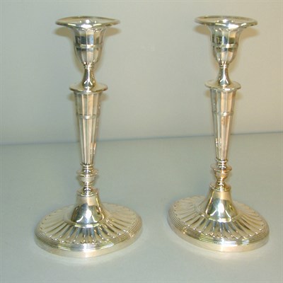 Lot 714 - Pair of Regency Style Silver Plated Candlesticks