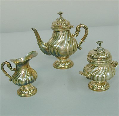 Lot 719 - Continental Silver Three-Piece Tea Service...