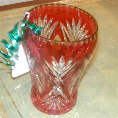 Lot 723 - Victorian Ruby Cut to Clear Glass Vase