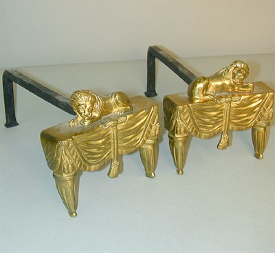 Lot 734 - Pair of Regency Style Gilt-Metal Chenets