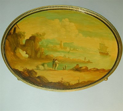 Lot 737 - Continental Rococo Style Landscape Decorated Tray