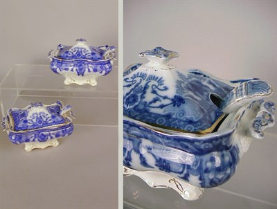 Lot 752 - Pair of Blue and White Stoneware Tureens with...
