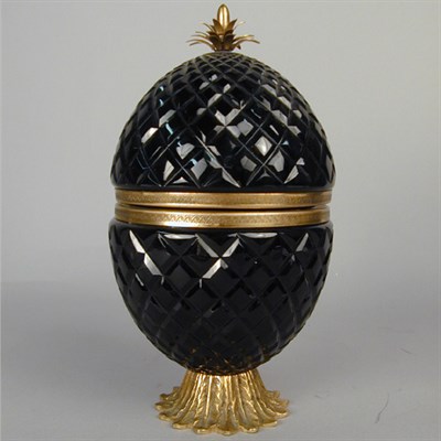 Lot 771 - Brass Mounted Amethyst Glass Pineapple Form Box