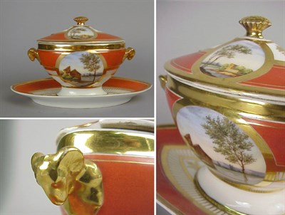 Lot 776 - English Porcelain Covered Sauceboat on Stand
