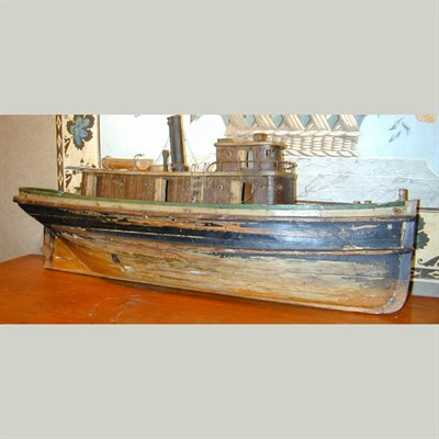 Lot 154A - Painted Wood Model of a Tugboat Length 32 1/2...