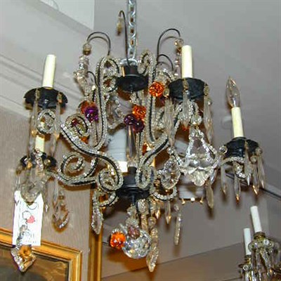 Lot 465 - Louis XV Style Wrought Metal and Cut Glass...