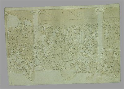 Lot 86 - (i) Venetian School FIGURES IN A TEMPLE Pencil,...