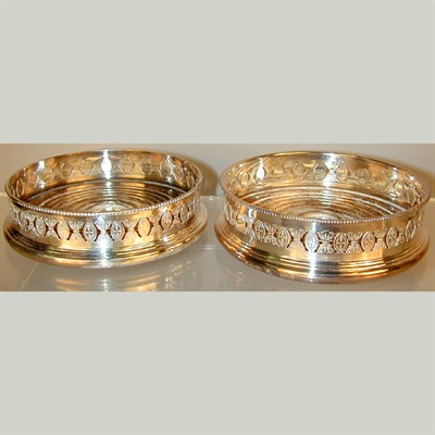 Lot 788 - Pair of Sheffield Silver Plated Wine Coasters