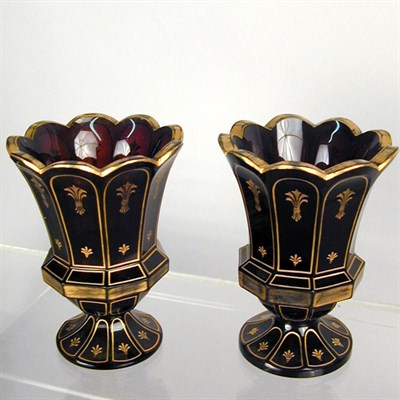 Lot 793 - Pair of Victorian Ruby Glass Vases