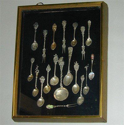 Lot 816 - Group of Souvenir Spoons Mounted into a frame.
