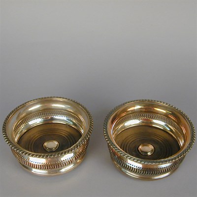 Lot 818 - Pair of Sheffield Silver Plated Wine Coasters