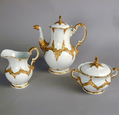 Lot 826 - Meissen Gilt Decorated Porcelain Three-Piece...