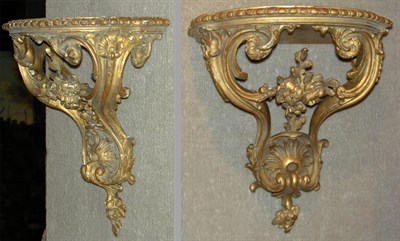 Lot 337 - Pair of Continental Rococo Gilt-Wood Wall...