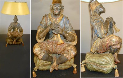 Lot 267 - Italian Painted Figure of a Seated Blackamoor...