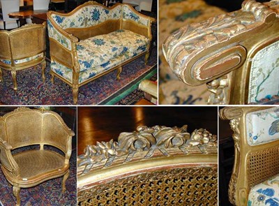 Lot 618 - Louis XV Style Gilt Carved Wood Salon Suite...