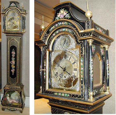 Lot 634 - Georgian Style Ebonized Tall Case Clock...