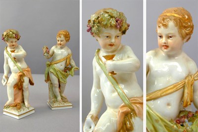 Lot 674 - Pair of KPM Porcelain Cupids One figure...
