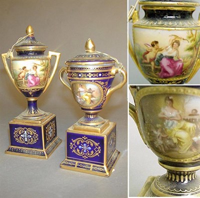 Lot 425 - Two Vienna Style Porcelain Covered Miniature...