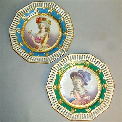 Lot 515 - Pair of Dresden Porcelain Portrait Plaques...