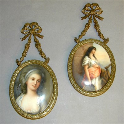 Lot 400 - Two Continental Porcelain Brass-Mounted...