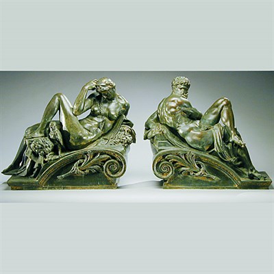 Lot 412 - Pair of Bronze Sculptures of Night and Day...