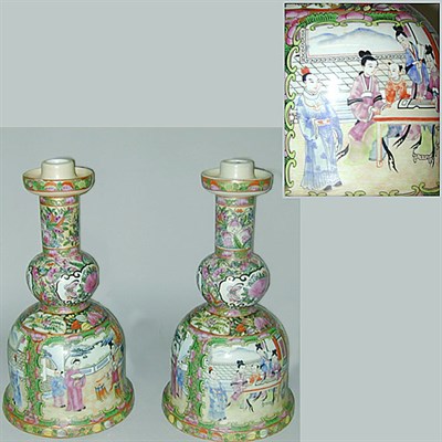 Lot 533 - Pair of Chinese Famille Rose Porcelain...