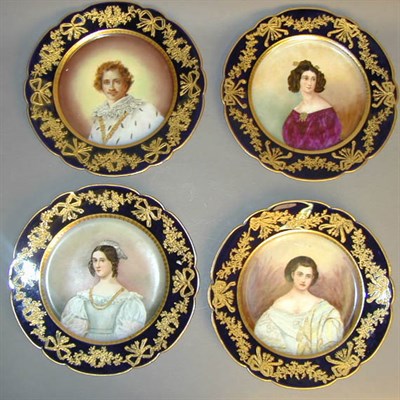 Lot 652 - Four French Porcelain Portrait Plates Each...