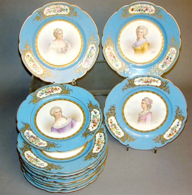 Lot 663 - Twelve Sevres Style Porcelain Portrait Plates...