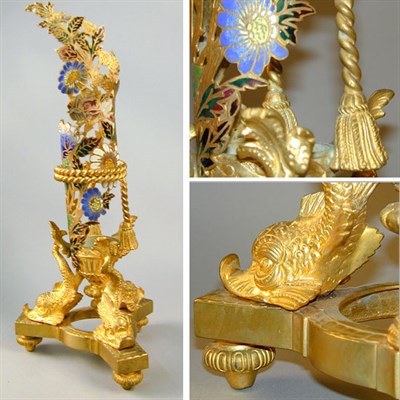 Lot 568 - Louis XVI Style Gilt-Bronze Champleve Enamel...