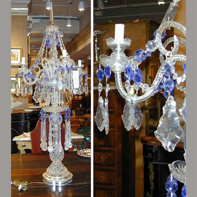 Lot 528 - Cut Glass Five-Light Candelabrum The scrolling...