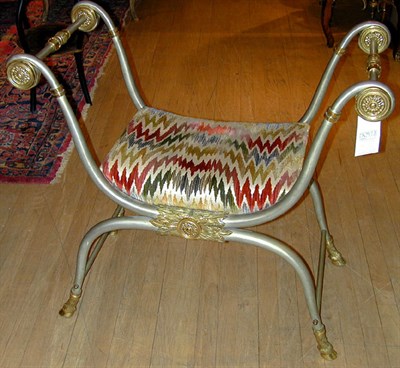 Lot 585 - Neoclassical Style Metal and Brass Chair With...