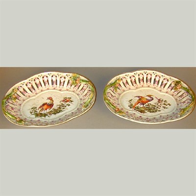 Lot 850 - Pair of Continental Faience Reticulated Oval...