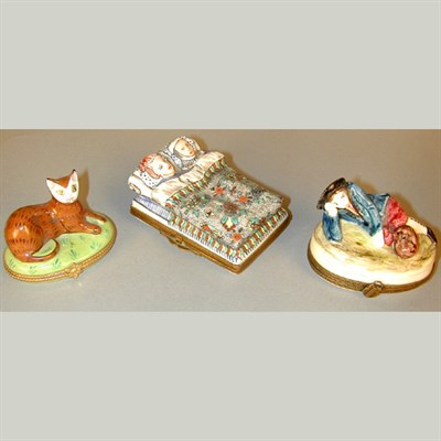 Lot 855 - Group of Three Continental Porcelain Boxes