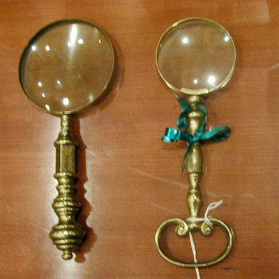 Lot 865 - Two Brass Magnifying Glasses