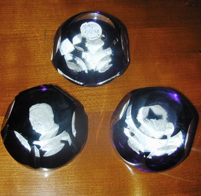 Lot 867 - Group of Three Baccarat Sulfide Paperweights