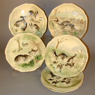 Lot 869 - Group of Eight French Pottery Game Plates