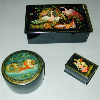 Lot 877 - Group of Three Russian Lacquered Boxes