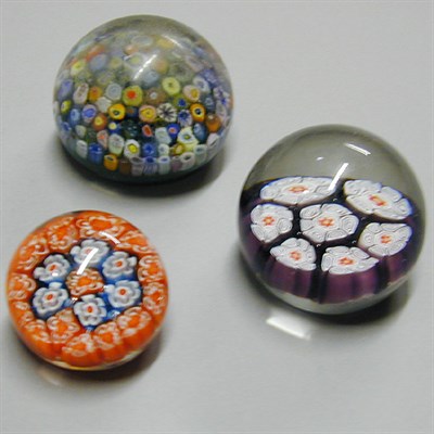 Lot 885 - Group of Three Millefiore Glass Paperweights