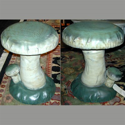 Lot 188 - Pair of Painted Mushroom-Form Garden Seats