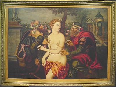 Lot 107 - Follower of Jan Massys SUSANNA AND THE ELDERS...