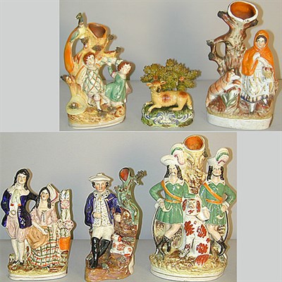Lot 334 - Group of Six Staffordshire Pottery Figures