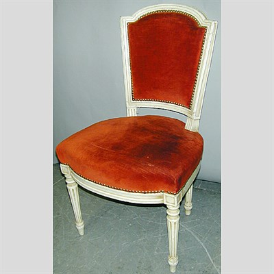 Lot 407 - Louis XVI Style Painted Wood Fauteuil and Side...