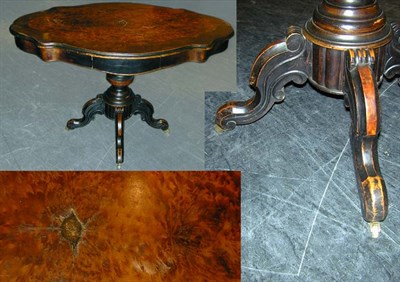 Lot 666 - Victorian Burl-Wood and Rosewood Center Table...