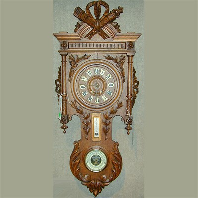 Lot 264 - Louis XV Style Walnut Barometer/Wall Clock